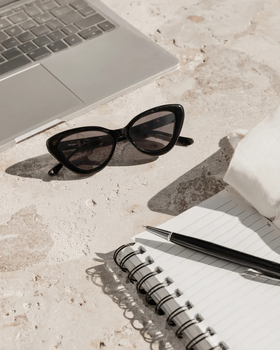 A calm editorial wellness workspace - planning brand strategy for the 2027 consumer